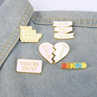 look lovely today cute banner enamel pins slogan phrase heart brooch lapel badge bag cartoon jewelry gift for kids friends