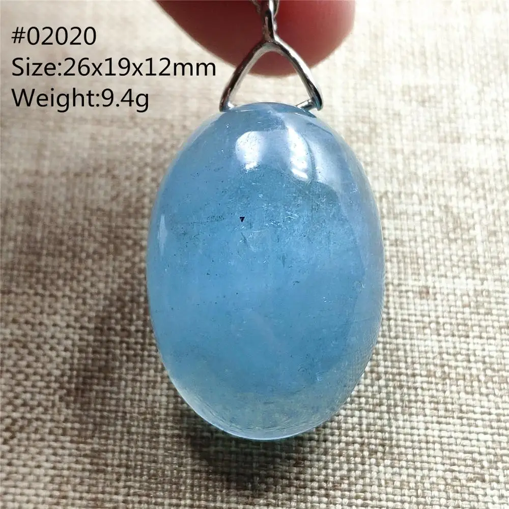 Кулон из натурального голубого аквамарина Овальный Круглый кулон с прозрачными