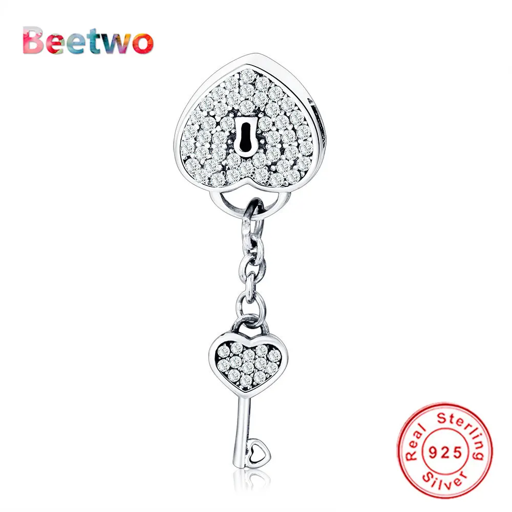 

Подвеска в виде сердца и ключа, серебро 925 пробы, подходит для браслета Pandora, серебро 925 пробы