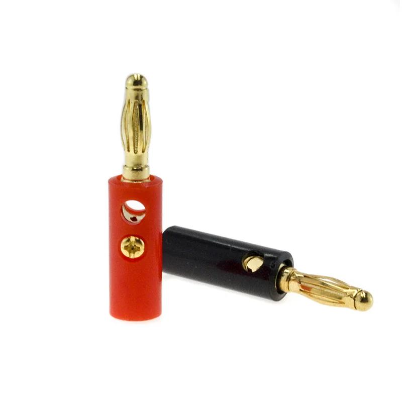 

4mm Gold Plated Banana Black Red 10pcsAudio Speaker Screw Banana Gold Plate Plugs Connectors Housing Solderless