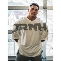 new mens gym exercise fitness bodybuilding exercise t shirt outdoor training running fitness loose round neck short sleeved men