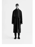 mens new classic simple urban youth fashion silhouette coat japanese minority design belt decorative coat