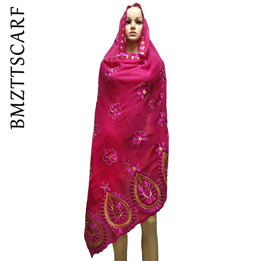

20 Colors In Stock ! African Women Scarf Economic Embroidery Cotton Scarf for Muslim Pray Shawls Long Scarfs BM984