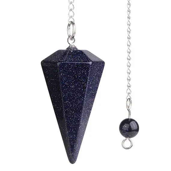 

1.4'' Faceted mixed gemstone crystal pendulum point pendant Hexagonal Pointed Reiki Chakra Pendant