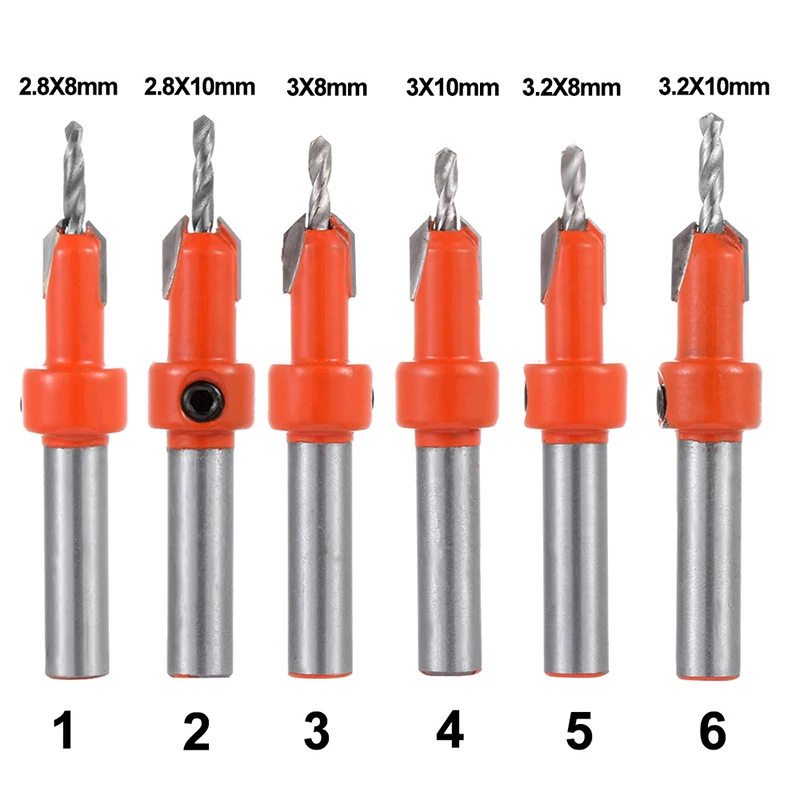 6 шт. HSS зенковки сверло винт Деревообработка фаски инструмент Дерево бурение