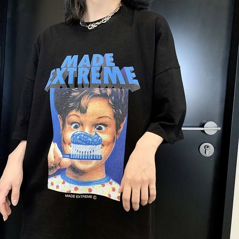 

Cotton Summer American Fashion Brand Short-Sleeved T-Shirt Female Loose Print Student Top