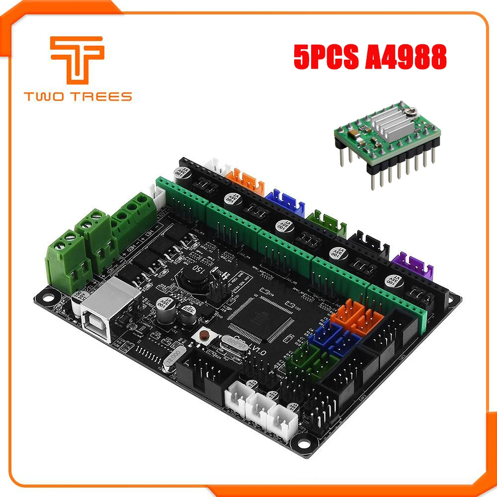 With 5pcs A4988 MKS Gen L V1.0 плата управления печатной платы Reprap Ramps 1,4 skr v1.3 поддержка A4988/DRV8825/TMC2208/TMC2130 драйвер для деталей 3d принтера - Цвет: With 5pcs A4988