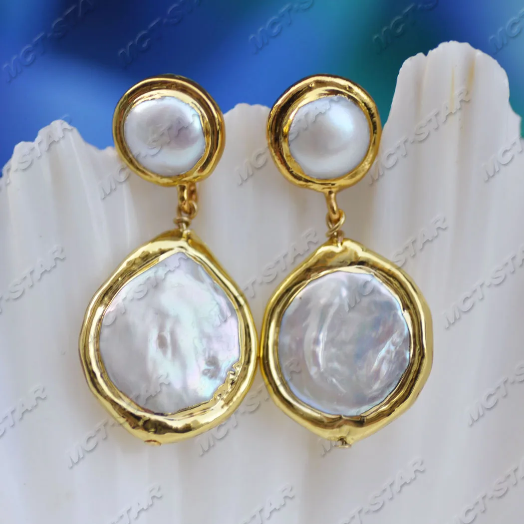 

Серьги-подвески с белыми монетами и жемчужинами, 22 мм, Z11739