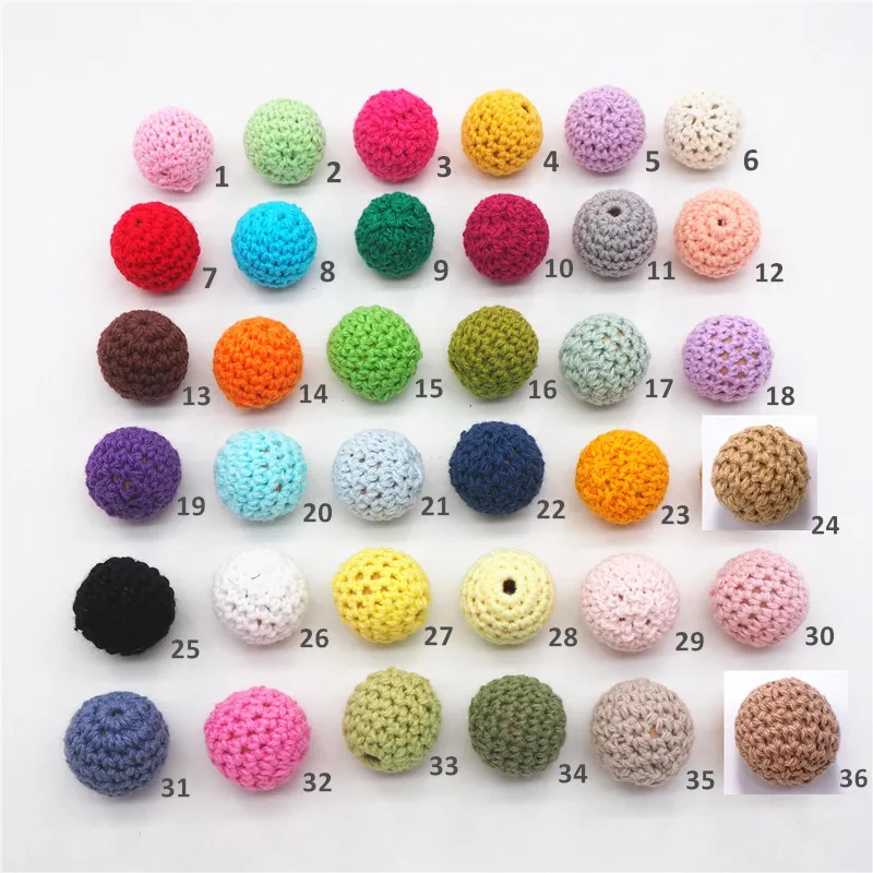 Chenkai 500pcs 16mm Round Knitting Cotton Crochet Wooden Beads Balls for DIY decoration baby teether jewelry necklace Toy