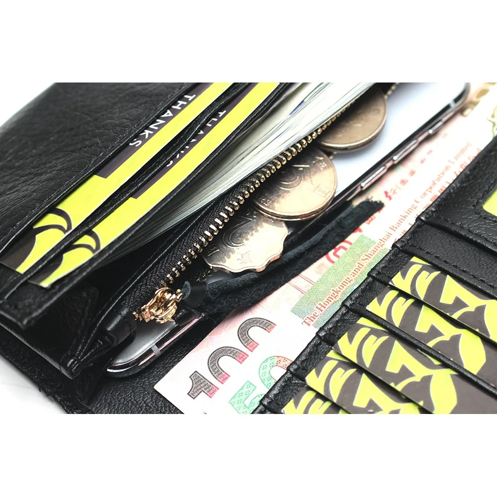 

Long Wallet Men Genuine Leather Zipper Wallet Leather Bag Handbag Business Clutch Casual Clutch Bag