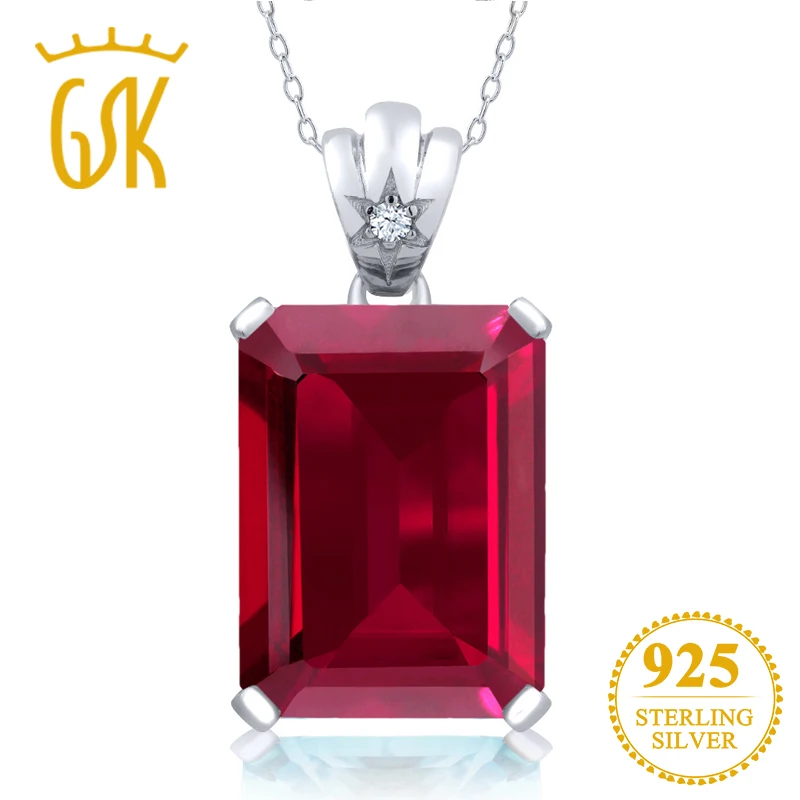 GemStoneKing 17 05 Ct Изумрудный красный драгоценный камень из рубина 925 пробы кулон