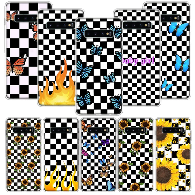 

Checkerboard Checkered Phone Case Capa For Samsung Galaxy S21 S20 FE S20 Ultra S8 S9 S10 S21 Plus S10E S7 Back Cover Coque