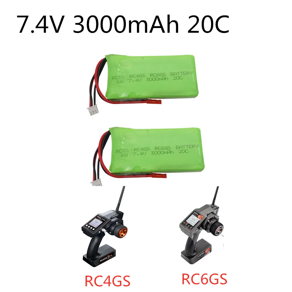 Аккумулятор 2S 7,4 в 3000 мАч 20C Lipo для радиоуправляемого передатчика Radiolink RC3S RC4GS RC6GS, аккумулятор 3000 мАч 7,4 В для радиоуправляемого передатчика, 2 шт.