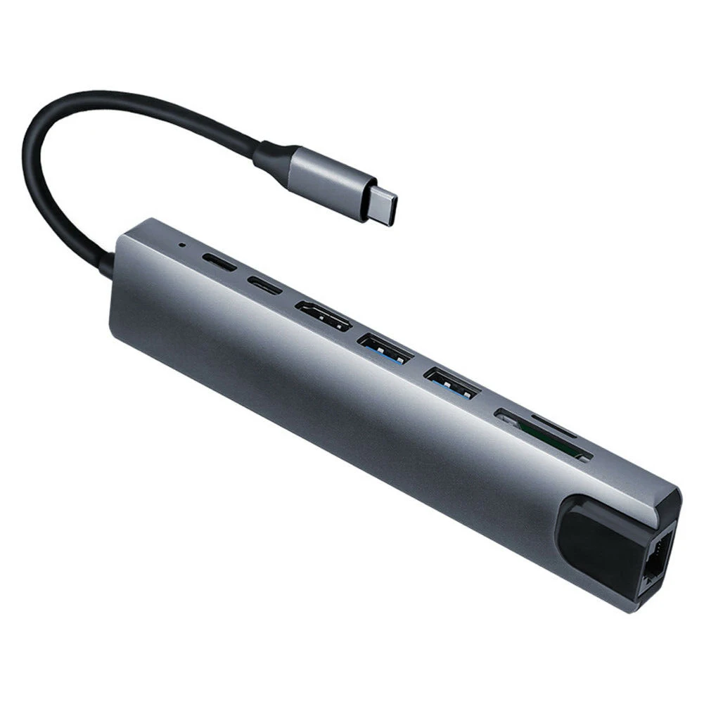 

1 Pcs Portable 8-in-1 Type-C Hub Converter Splitter Computer Peripherals 4K HDMI-compatible USB 3.0 Card Reader RJ45 Adapter