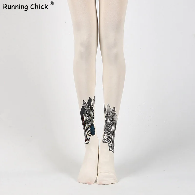 

Женские колготки с принтом головы зебры для бега, оптовая продажа
