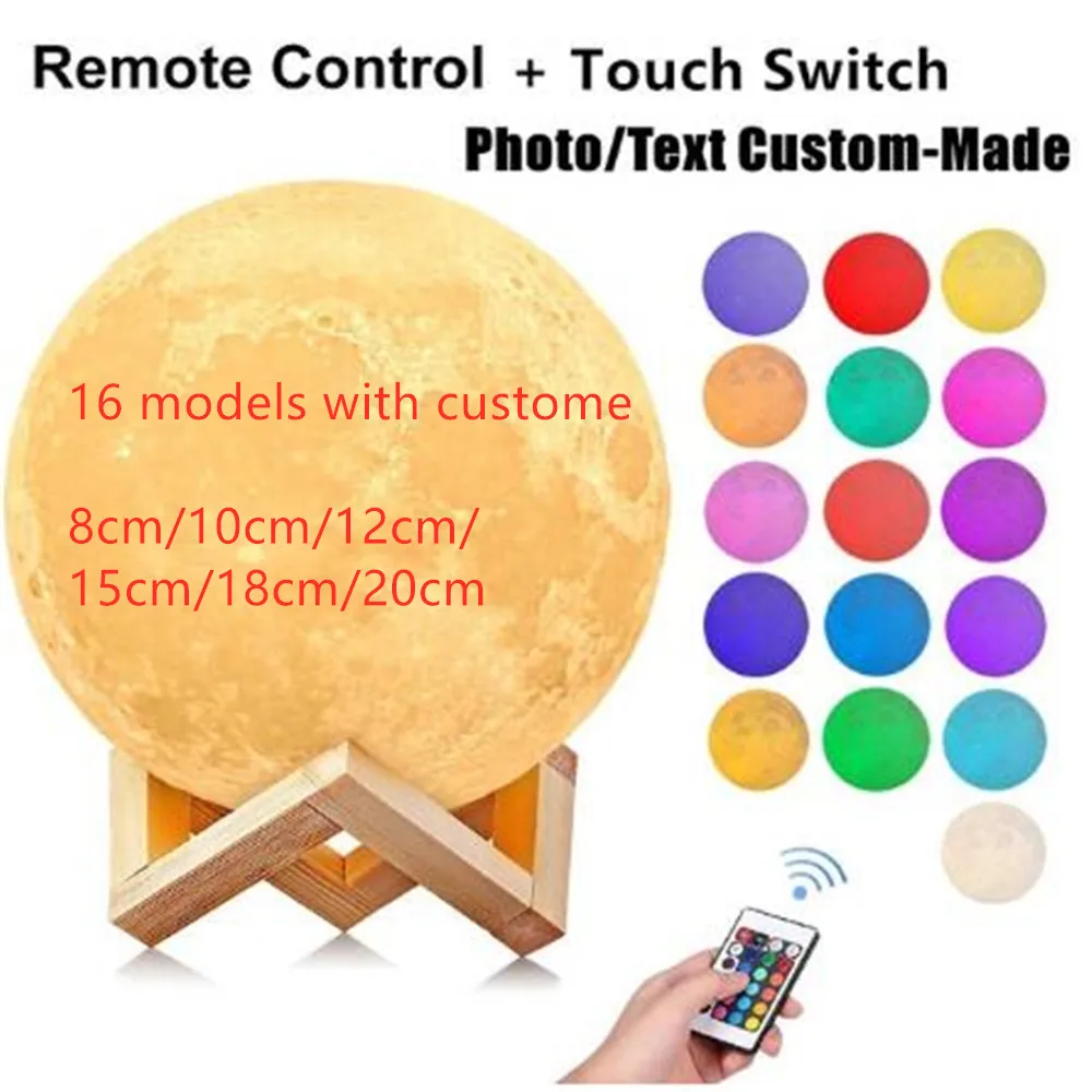 3D Луна светодиодный свет фото индивидуальный заказ лунный для Спальня украшения