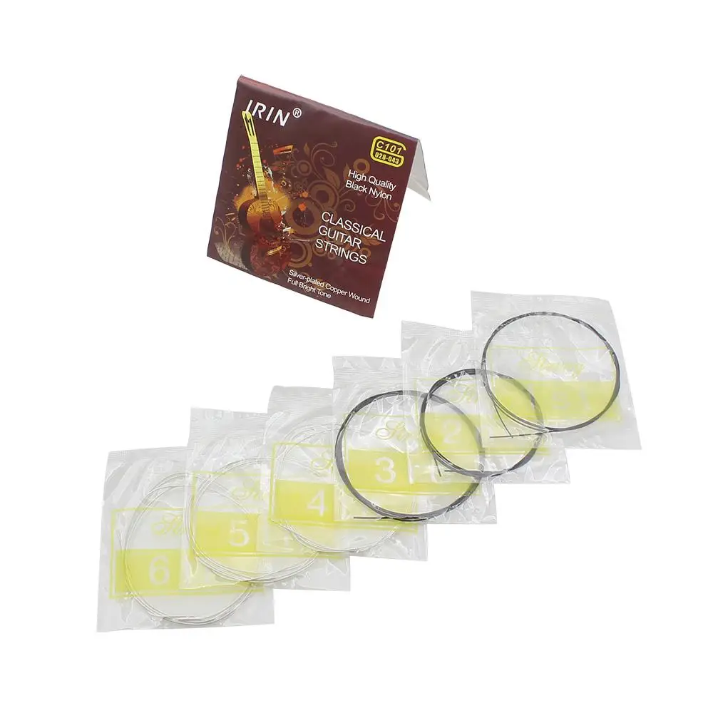 Набор струн для классической гитары IRIN 6 шт. черный нейлоновый сердечник с