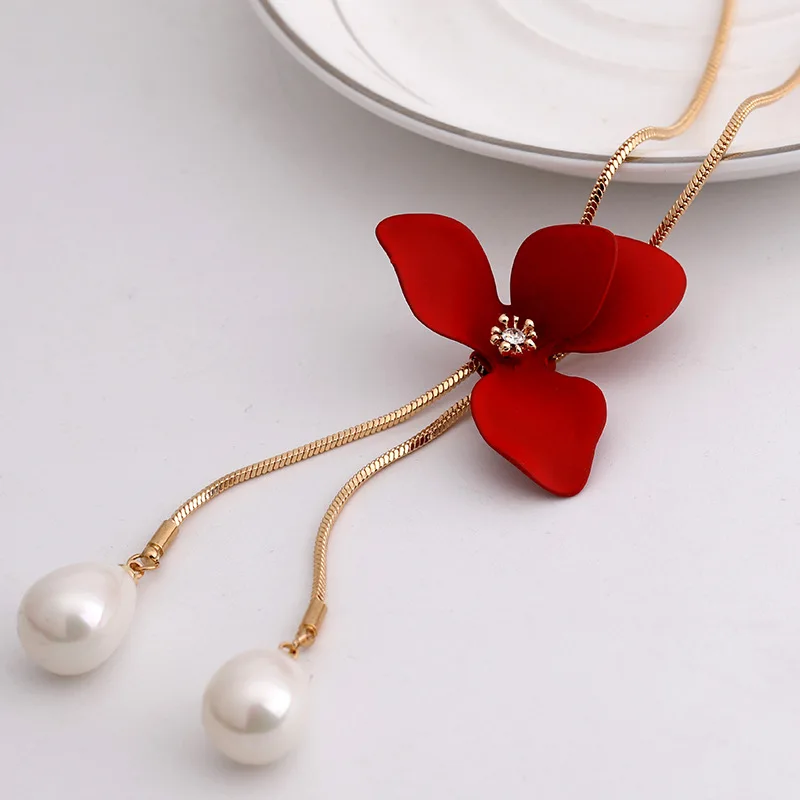 BYSPT элегантное красное цветочное раннее винтажное ожерелье с подвеской