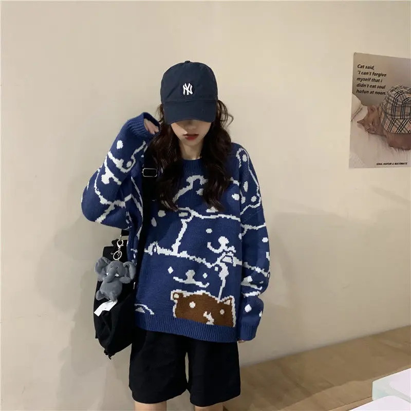 

ins Korean version of autumn and winter sweet pullover sweater women loose long sleeved sweater student base coat cotton jacket