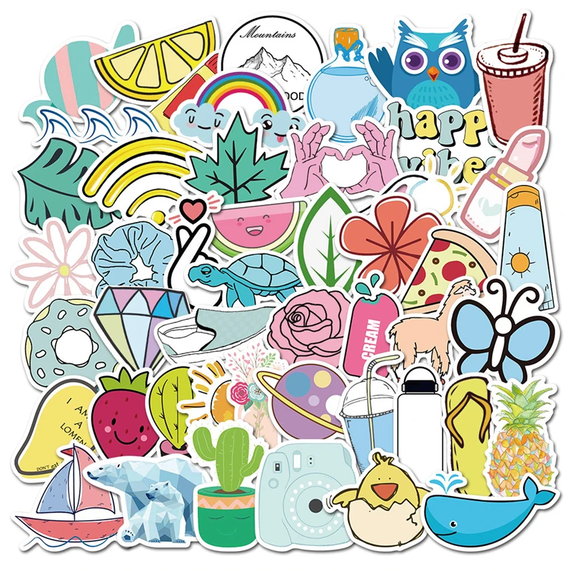 

10/30/50 PCS New Cute Fresh Graffiti Anime Cartoon Decoration Sticker For Computer Motorcycle Guitar Notebook Phone Fridge Toys