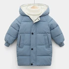 Куртка-парка для мальчиков и девочек, зимняя, плотная, длинная, с капюшоном, От 3 до 10 лет