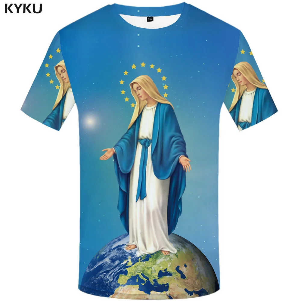 

2021 new men's globe T-shirt five-pointed star printing casual T-shirt female anime clothes funny printing casual T-shirt