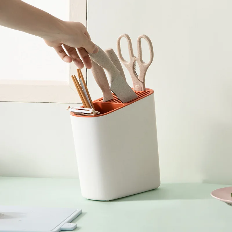 

Plastic Inclined Chopstick Cage Drain Knife Rack Multi-function Storage Rack Punch-free Knife Rack Tableware Soup Spoon Knife