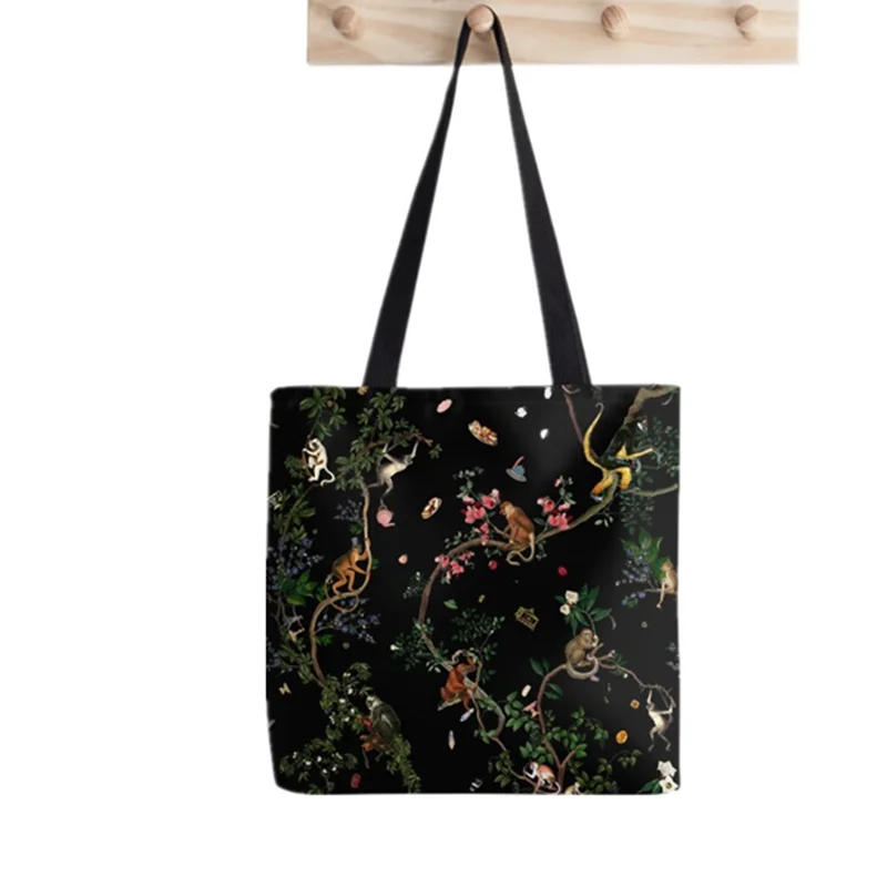 

2021 Shopper Monkey World Aesthetic Printed Tote Bag women Harajuku shopper handbag girl Shoulder shopping bag Lady Canvas Bag