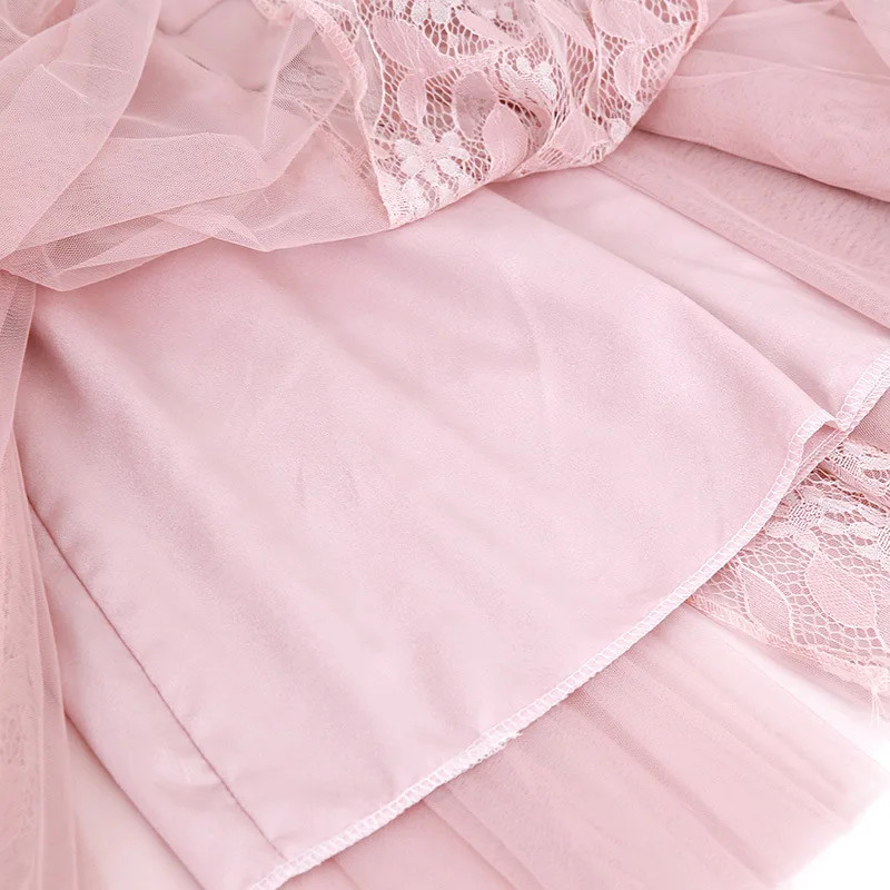 

2021 Spring New Retro Lace Elastic High Waist Was Thin Simple Pink All-match Elegant Women A-line Mesh Long Skirt Free Shipping