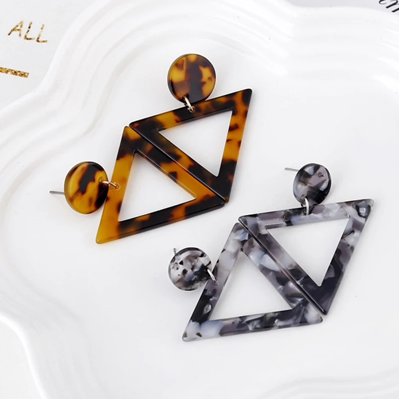 Cpop винтажные геометрические треугольные леопардовые серьги для женщин серые