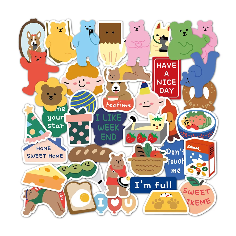 40 шт. в стиле граффити с рисунком медведя Корейском наклейки для фото альбом