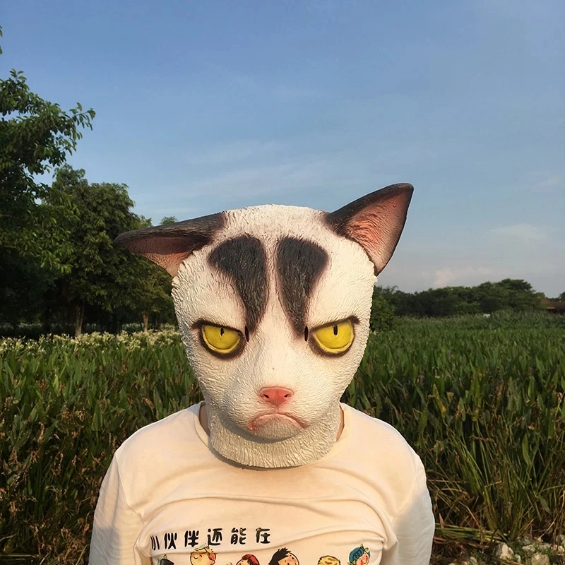 Смешные маски в виде злого кота для Хэллоуина косплея животных полный страшный