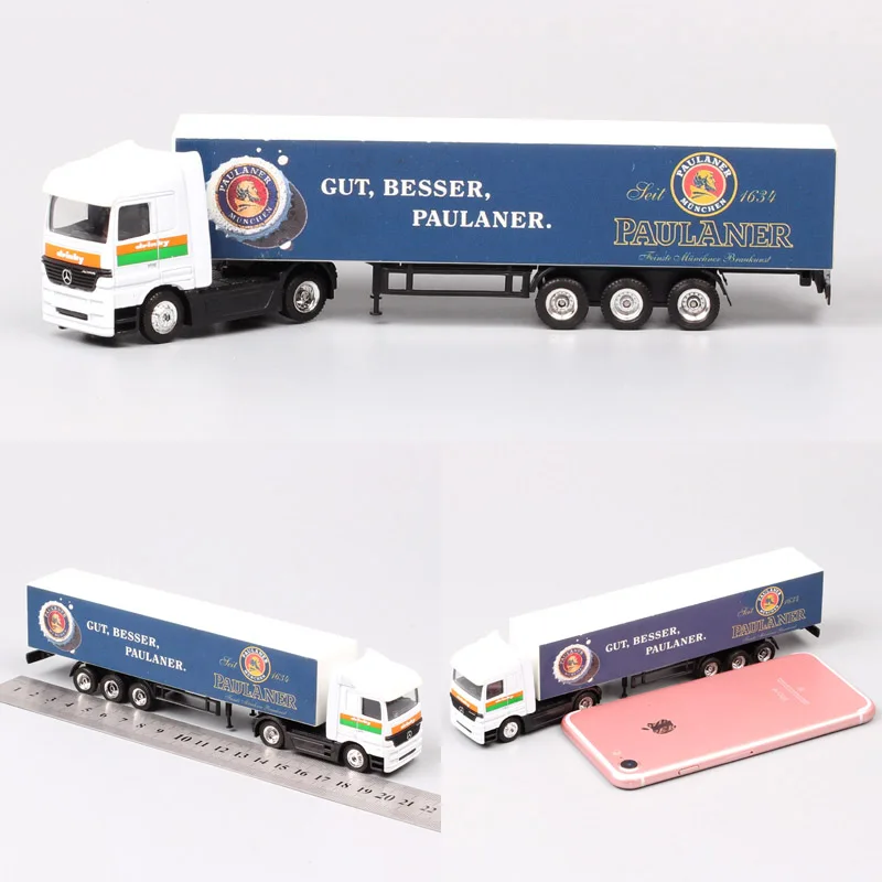 Серый 1/87 Scale Mini Small Germany Advertising AD Media container Cargo trailer tow Truck Diecasts& Toy Vehicles model Cars souvenir - Цвет: Серый