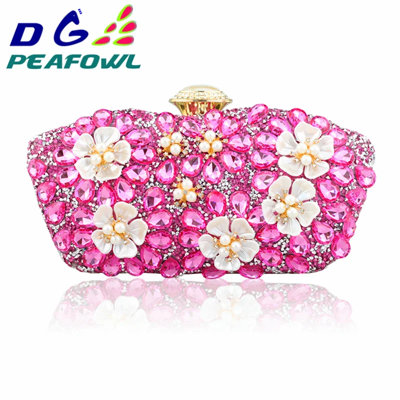pink GDPEAFOWL Винтаж Для женщин голубого цвета с бусинами вечерние клатчи, сумки дамские коробка клатчи с жемчугом Свадебные Коктейльные Вечерние Сумки кошельки - Цвет: pink