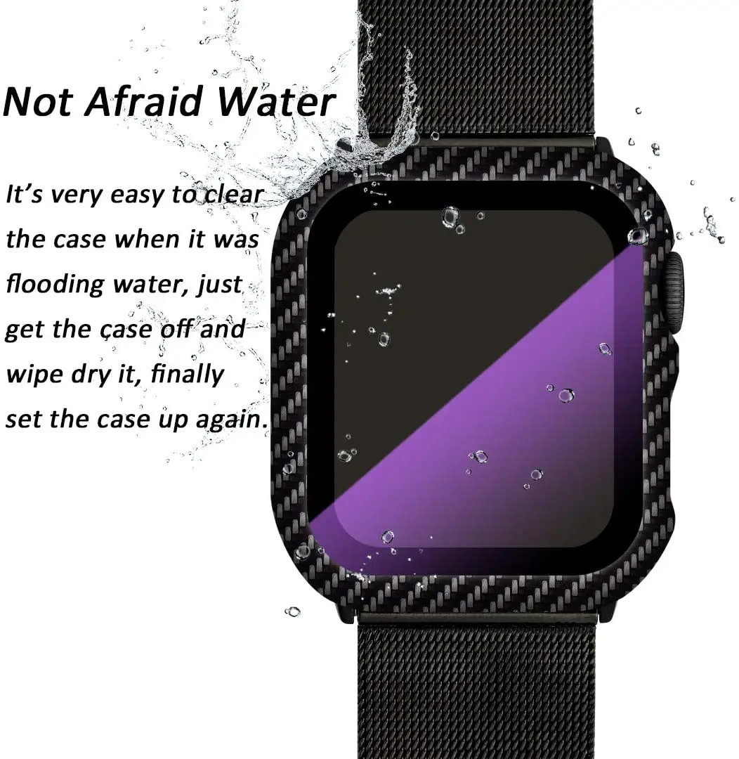 

Glass+Cover For Apple watch Case iWatch 38mm 42MM Carbon fiber bumper+Screen Protector Apple Watch series 5 4 3 44mm 40MM