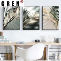 gren abstract golden palm leaf plant canvas painting wall art poster print decoration picture artwork living room home decor