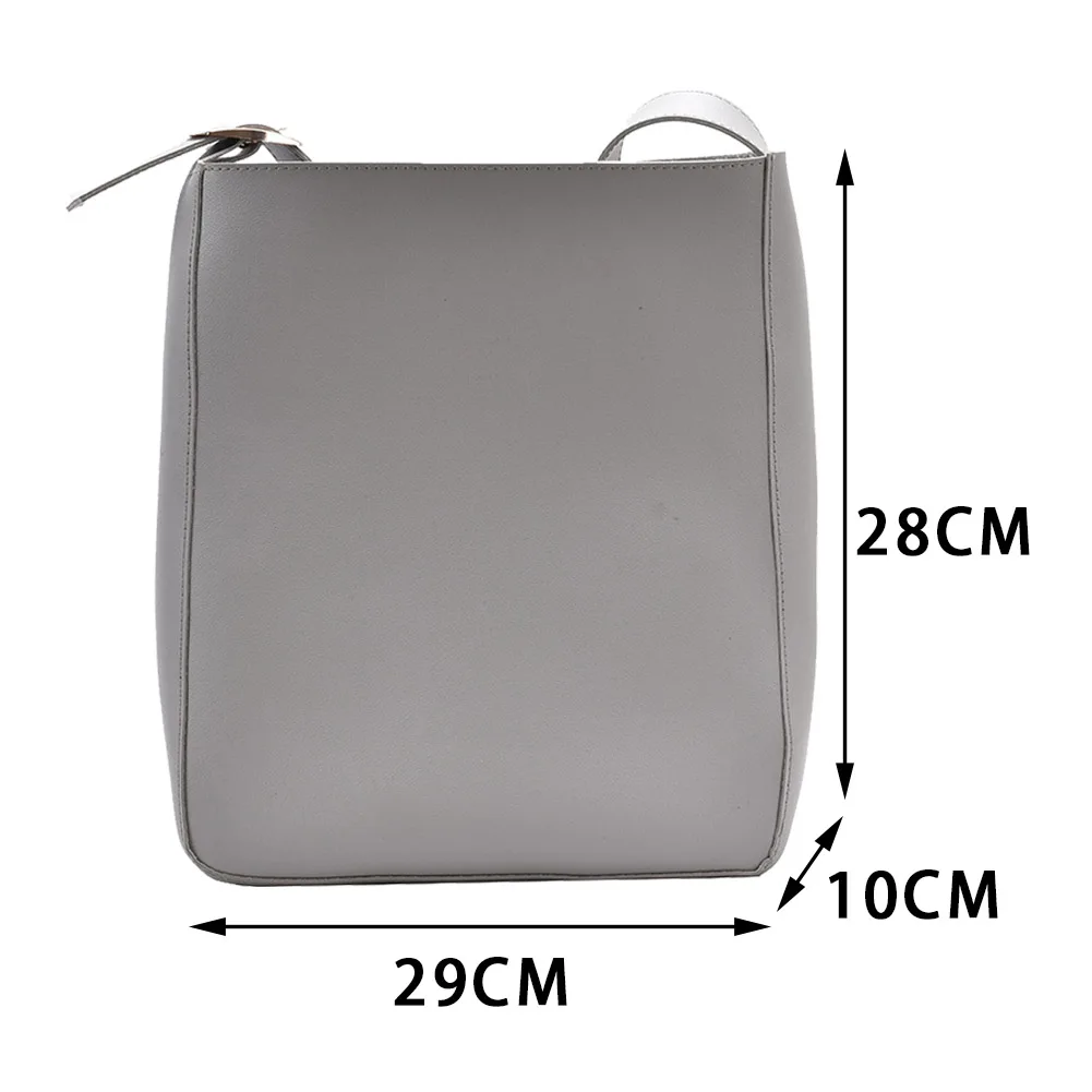 

Casual Large Capacity Street Shopping Bucket Women Portable PU Leather Square Handbag Fashion Solid Color Shoulder Messenger Bag