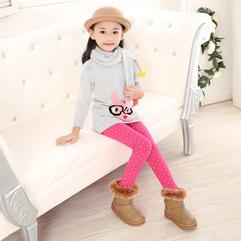 Mallas de V-TREE para ni&ntilde;a, pantalones de terciopelo c&aacute;lido, estampado de puntos, ropa para ni&ntilde;o de 3 a 8 a&ntilde;os, Oto&ntilde;o e Invierno-1