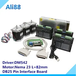 Маршрутизатор 3 оси комплект ЧПУ: TB6600 Драйвер шагового двигателя+ Nema23 57HS7630A4+ mach3 4 оси интерфейсная плата+ блок питания+ USB линия