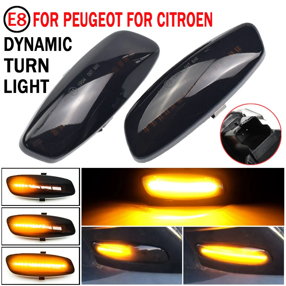 

2pcs Dynamic Side Marker Flowing Lights Car Styling LED Side Indicator Turn Signal Light For Citroen C4 2010-2018
