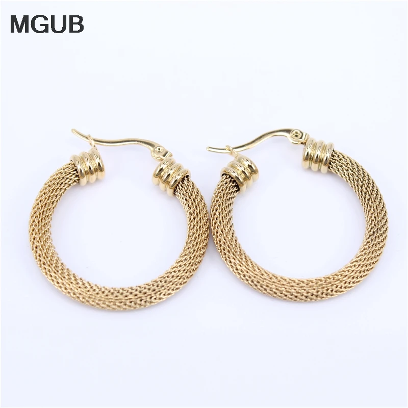 Женские круглые серьги кольца MGUB из нержавеющей стали 32 52 мм|fashion hoop earrings|hoop