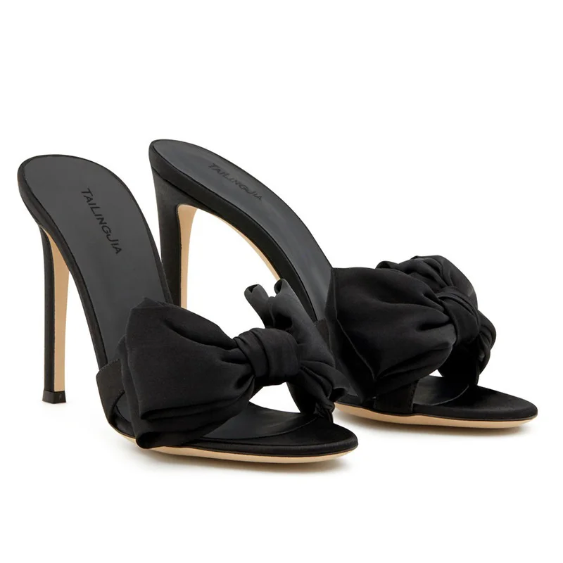 

Women's large red and black sardine slim high heel Muller slipper fashion party summer sandals