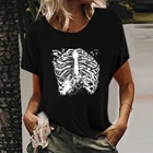 Женская футболка с принтом черепа, коротким рукавом и круглым вырезом