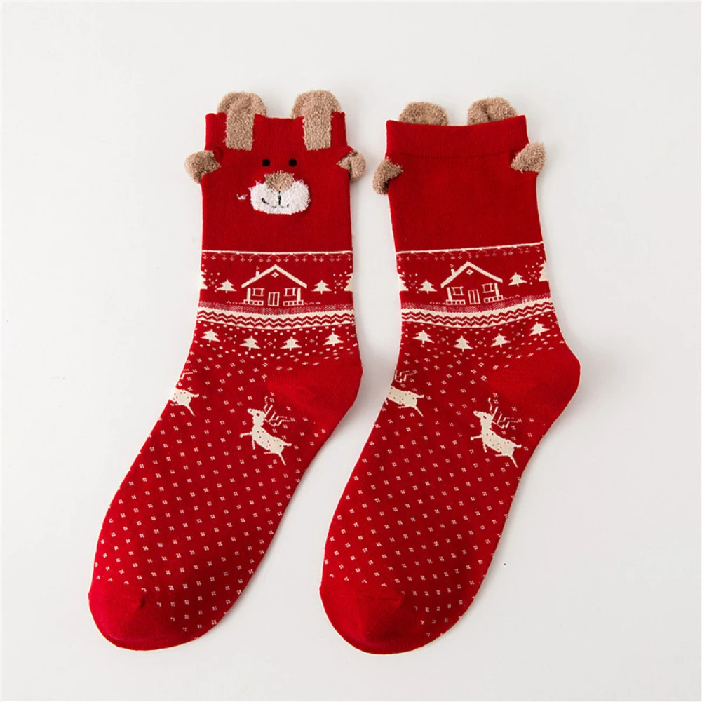 1 Pair Winter Women Socks Christmas Reindeer Santa Claus Snowman Warm Men Mid-calf Meias free shipping | Женская одежда