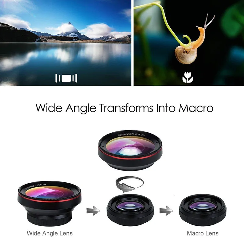 Объектив камеры мобильного телефона 2 в 1 профессиональный комплект объективов