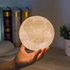 Лампа в виде Луны с 3D рисунком, светодиодный ночсветильник, декоративные светильники с подставкой в виде Луны для детской спальни, 8 см10 см12 см, на батарейках