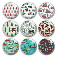 handmade x mas christmas pine tree car camping round photo glass cabochons demo flat back diy jewelry making findings accessory