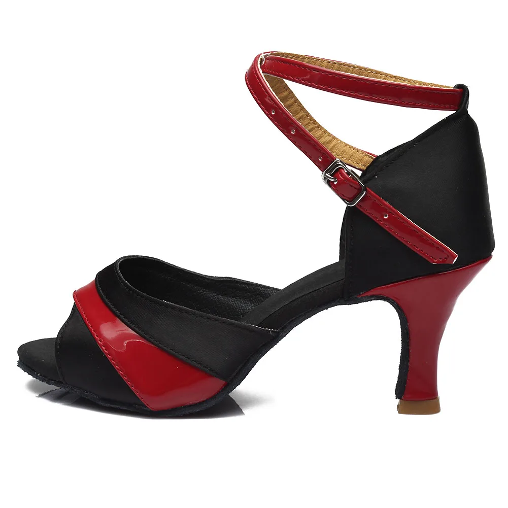 HROYL Women's Latin Dance Shoes Heels Sandals Ballroom Tango Dancing Shoes For Girls 5/7CM Gold Silver Red Shoes For Dancing