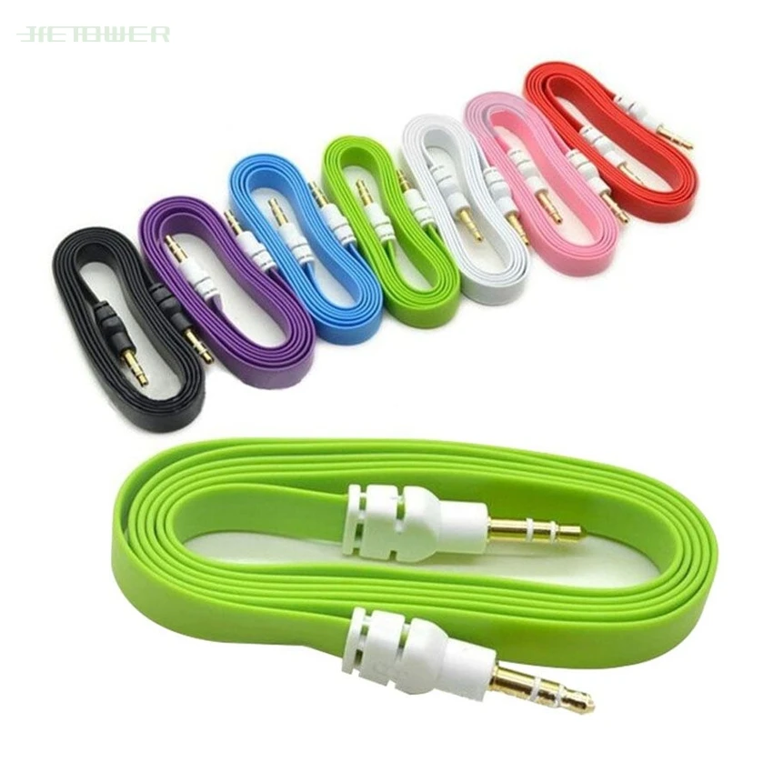 

1000pcs 3.5mm Jack Male to Jack Male Car Stereo Aux Audio Auxiliary AUX Cable Cord Flat Noodle Audio Cable For Computer Phone