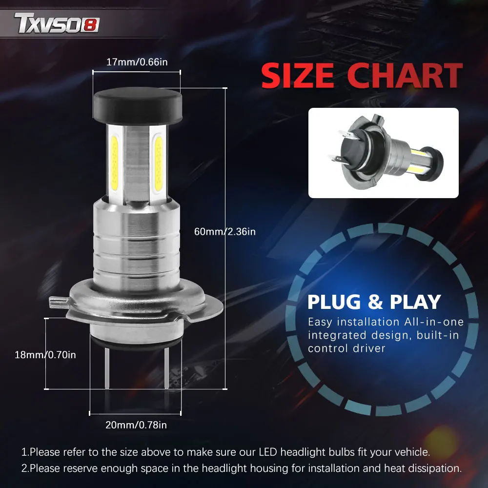 

Top Quality 2PCS Car H7 LED Headlight Bulbs 12V 24V 110W 30000LM 6000K Headlight Conversion Kit Bulb High or Low Beam Wholesale